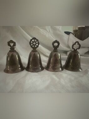 Kirk Steiff Small Decorative Hand Bell in Silver Plate - musical